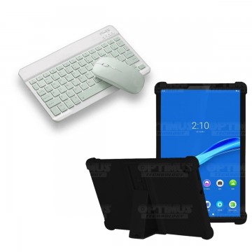 Kit Case Forro Protector Antigolpes + Teclado y Mouse Ratón Bluetooth para Tablet Lenovo M10 Plus Tb-x606f OPTIMUS TECHNOLOGY™ -