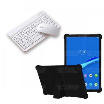 Kit Case Forro Protector Antigolpes + Teclado y Mouse Ratón Bluetooth para Tablet Lenovo M10 Plus Tb-x606f OPTIMUS TECHNOLOGY™ -