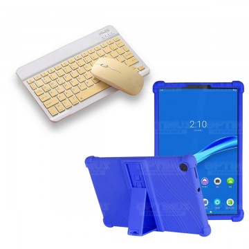 Kit Case Forro Protector Antigolpes + Teclado y Mouse Ratón Bluetooth para Tablet Lenovo M10 Plus Tb-x606f OPTIMUS TECHNOLOGY™ -