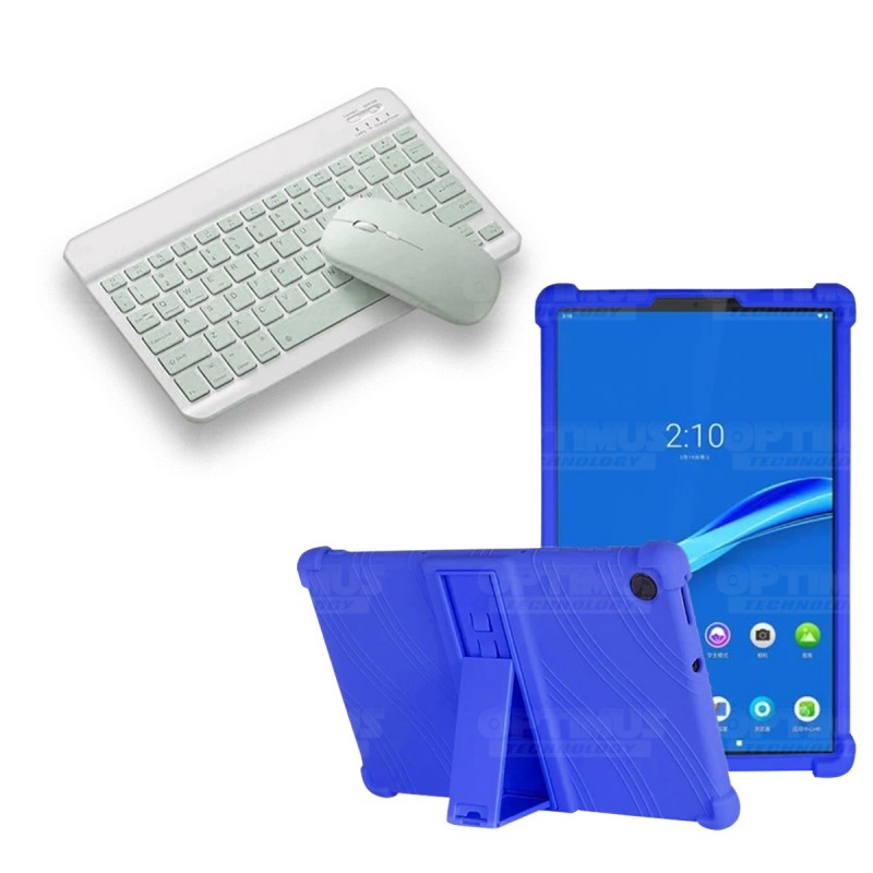 Kit Case Forro Protector Antigolpes + Teclado y Mouse Ratón Bluetooth para Tablet Lenovo M10 Plus Tb-x606f OPTIMUS TECHNOLOGY™ -