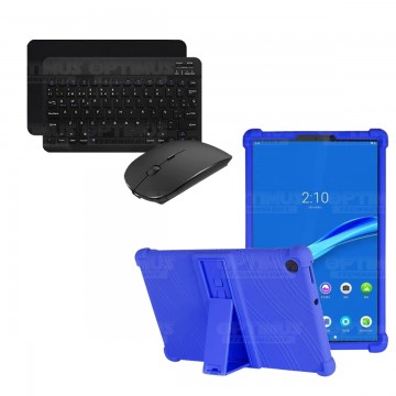 Kit Case Forro Protector Antigolpes + Teclado y Mouse Ratón Bluetooth para Tablet Lenovo M10 Plus Tb-x606f OPTIMUS TECHNOLOGY™ -