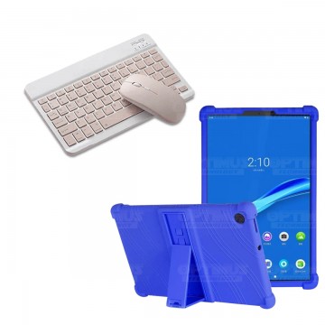 Kit Case Forro Protector Antigolpes + Teclado y Mouse Ratón Bluetooth para Tablet Lenovo M10 Plus Tb-x606f OPTIMUS TECHNOLOGY™ -