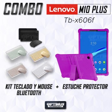 Kit Case Forro Protector Antigolpes + Teclado y Mouse Ratón Bluetooth para Tablet Lenovo M10 Plus Tb-x606f OPTIMUS TECHNOLOGY™ -