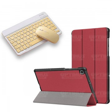 Kit Case Forro Protector + Teclado y Mouse Ratón Bluetooth para Tablet Lenovo M10 Plus Tb-x606f OPTIMUS TECHNOLOGY™ - 10