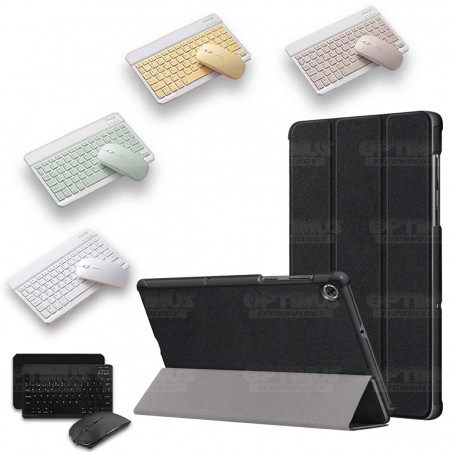 Kit Case Forro Protector + Teclado y Mouse Ratón Bluetooth para Tablet Lenovo M10 Plus Tb-x606f