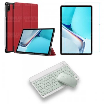Kit Vidrio templado + Case Forro Protector + Teclado y Mouse Bluetooth para Tablet Huawei MatePad 11 2021 DBY-W09 - DBY-L09 OPTI