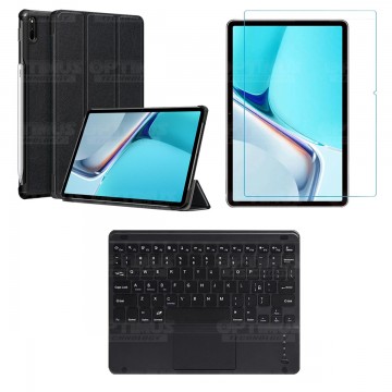 Kit Vidrio templado + Case Protector + Teclado con Mouse Touchpad Bluetooth Tablet Huawei MatePad 11 2021 DBY-W09 - DBY-L09 OPTI