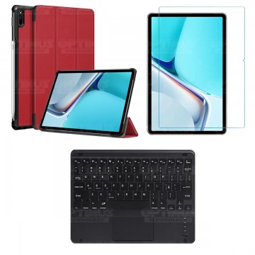 Kit Vidrio templado + Case Protector + Teclado con Mouse Touchpad Bluetooth Tablet Huawei MatePad 11 2021 DBY-W09 - DBY-L09 OPTI