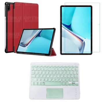 Kit Vidrio templado + Case Protector + Teclado con Mouse Touchpad Bluetooth Tablet Huawei MatePad 11 2021 DBY-W09 - DBY-L09 OPTI