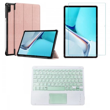Kit Vidrio templado + Case Protector + Teclado con Mouse Touchpad Bluetooth Tablet Huawei MatePad 11 2021 DBY-W09 - DBY-L09 OPTI