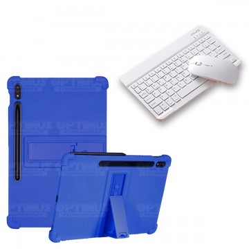 Kit Case Forro Protector Antigolpes + Teclado y Mouse Ratón Bluetooth para Tablet Samsung Galaxy Tab S7 FE 12,4" Pulgadas OPTIMU