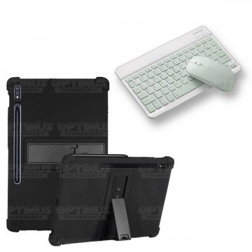 Kit Case Forro Protector Antigolpes + Teclado y Mouse Ratón Bluetooth para Tablet Samsung Galaxy Tab S7 FE 12,4" Pulgadas OPTIMU