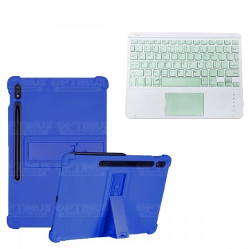 Kit Case Estuche Protector Antigolpes + Teclado Mouse Touchpad Bluetooth para Tablet Samsung Galaxy Tab S7 FE 12,4" Pulgadas OPT