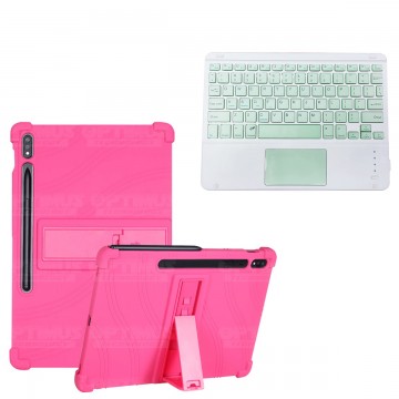 Kit Case Estuche Protector Antigolpes + Teclado Mouse Touchpad Bluetooth para Tablet Samsung Galaxy Tab S7 FE 12,4" Pulgadas OPT