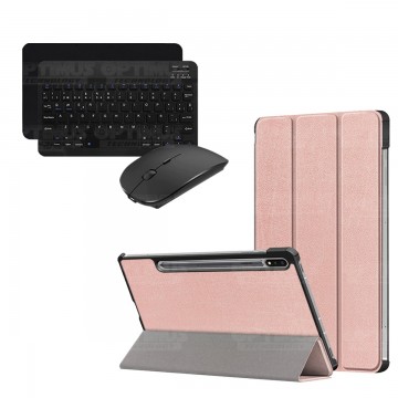 Kit Case Forro Protector + Teclado y Mouse Ratón Bluetooth para Tablet Samsung Galaxy Tab S7 FE 12,4" Pulgadas OPTIMUS TECHNOLOG