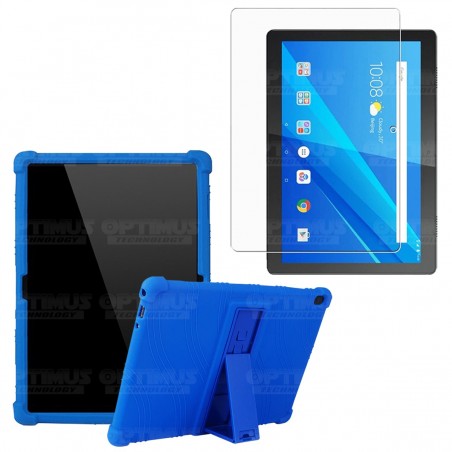 Kit Vidrio templado y Estuche Protector de goma antigolpes con soporte Tablet Lenovo Tab M10 Tb-x505f