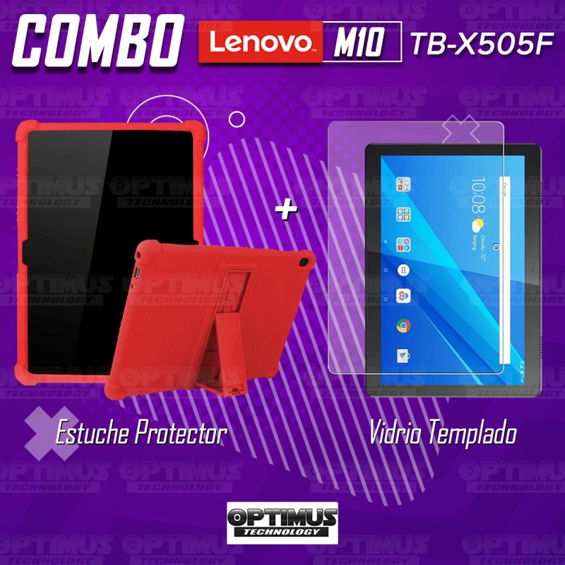 Kit Vidrio templado y Estuche Protector de goma antigolpes con soporte Tablet Lenovo Tab M10 Tb-x505f OPTIMUS TECHNOLOGY™ - 12
