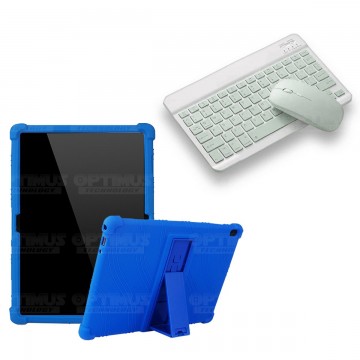 Kit Case Forro Protector Antigolpes + Teclado y Mouse Ratón Bluetooth para Tablet Lenovo Tab M10 Tb-x505f OPTIMUS TECHNOLOGY™ -