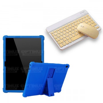 Kit Case Forro Protector Antigolpes + Teclado y Mouse Ratón Bluetooth para Tablet Lenovo Tab M10 Tb-x505f OPTIMUS TECHNOLOGY™ -