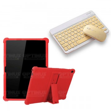 Kit Case Forro Protector Antigolpes + Teclado y Mouse Ratón Bluetooth para Tablet Lenovo Tab M10 Tb-x505f OPTIMUS TECHNOLOGY™ -