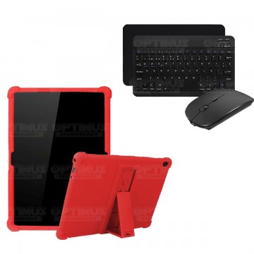 Kit Case Forro Protector Antigolpes + Teclado y Mouse Ratón Bluetooth para Tablet Lenovo Tab M10 Tb-x505f OPTIMUS TECHNOLOGY™ -