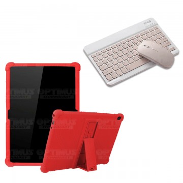 Kit Case Forro Protector Antigolpes + Teclado y Mouse Ratón Bluetooth para Tablet Lenovo Tab M10 Tb-x505f OPTIMUS TECHNOLOGY™ -