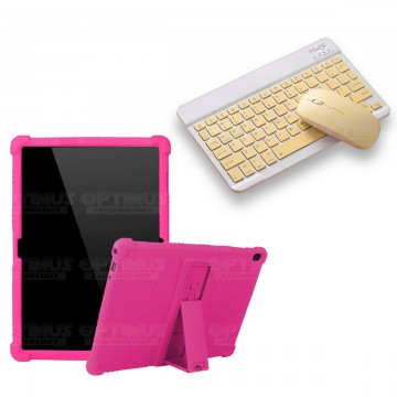 Kit Case Forro Protector Antigolpes + Teclado y Mouse Ratón Bluetooth para Tablet Lenovo Tab M10 Tb-x505f OPTIMUS TECHNOLOGY™ -