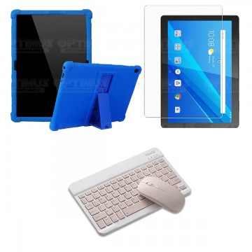 Kit Vidrio templado + Estuche Protector Goma + Teclado y Mouse Bluetooth para Tablet Lenovo Tab M10 Tb-x505f OPTIMUS TECHNOLOGY™