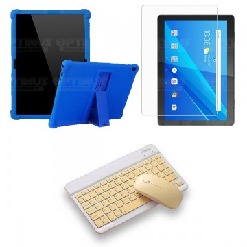 Kit Vidrio templado + Estuche Protector Goma + Teclado y Mouse Bluetooth para Tablet Lenovo Tab M10 Tb-x505f OPTIMUS TECHNOLOGY™