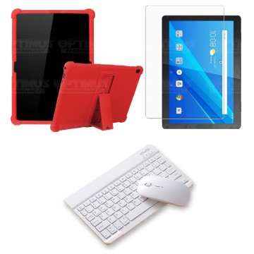 Kit Vidrio templado + Estuche Protector Goma + Teclado y Mouse Bluetooth para Tablet Lenovo Tab M10 Tb-x505f OPTIMUS TECHNOLOGY™