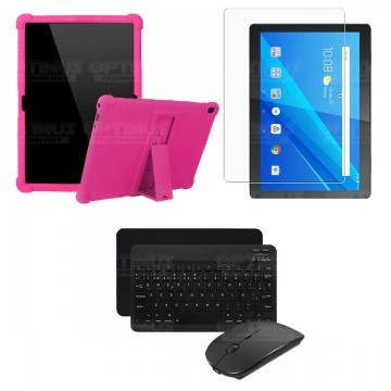 Kit Vidrio templado + Estuche Protector Goma + Teclado y Mouse Bluetooth para Tablet Lenovo Tab M10 Tb-x505f OPTIMUS TECHNOLOGY™