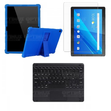 Kit Vidrio templado + Estuche Protector Goma + Teclado con Mouse Touchpad Bluetooth Tablet Lenovo Tab M10 Tb-x505f OPTIMUS TECHN