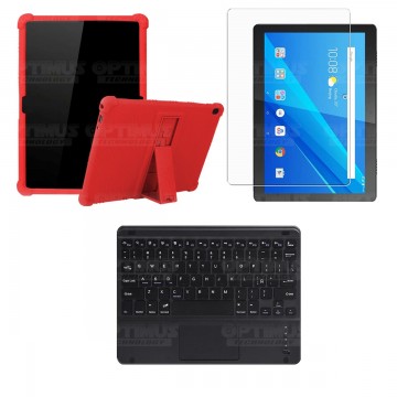 Kit Vidrio templado + Estuche Protector Goma + Teclado con Mouse Touchpad Bluetooth Tablet Lenovo Tab M10 Tb-x505f OPTIMUS TECHN