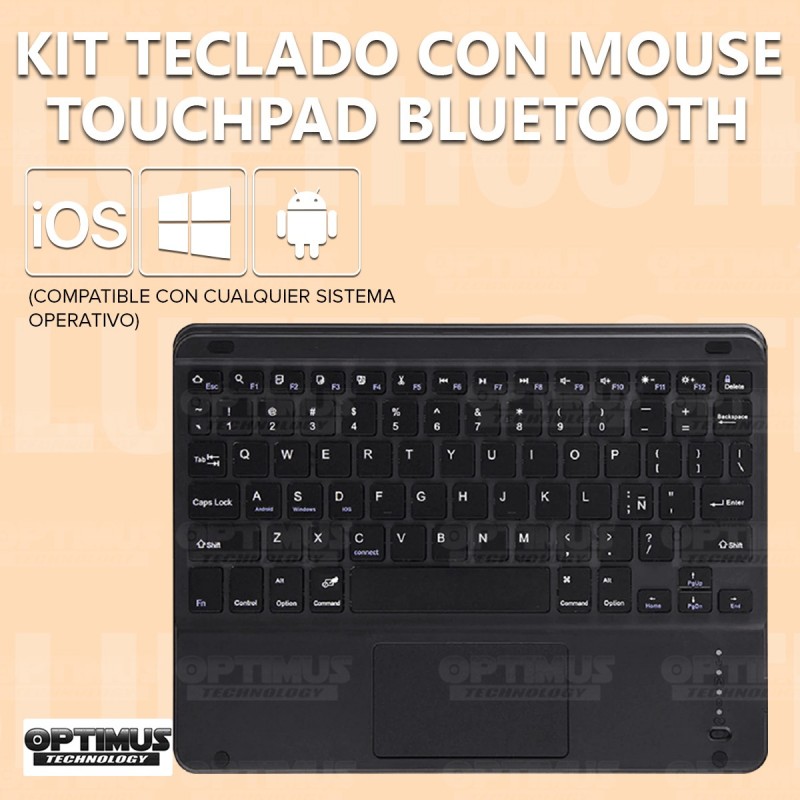 Kit Vidrio templado + Estuche Protector Goma + Teclado con Mouse Touchpad Bluetooth Tablet Lenovo Tab M10 Tb-x505f OPTIMUS TECHN
