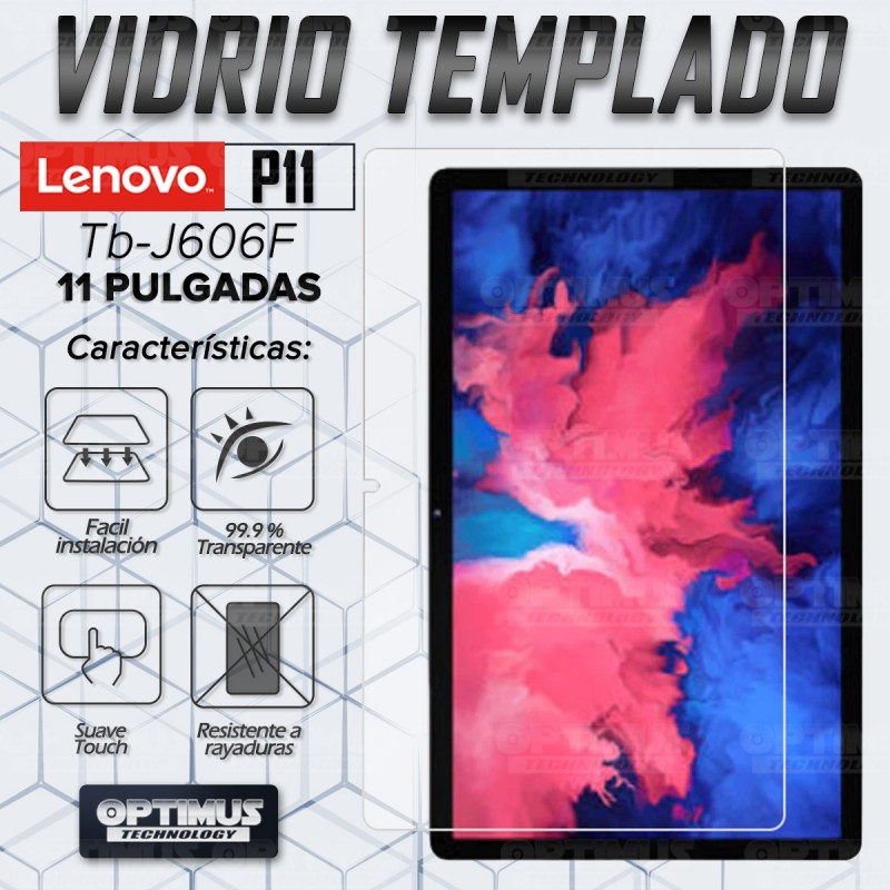Kit Vidrio Cristal Templado Y Estuche Case Protector para Tablet Lenovo P11 2020 Tb-J606F OPTIMUS TECHNOLOGY™ - 9