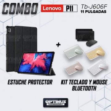 Kit Case Forro Protector + Teclado y Mouse Ratón Bluetooth para Tablet Lenovo P11 2020 Tb-J606F OPTIMUS TECHNOLOGY™ - 12