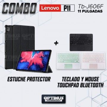 Kit Case Folio Protector + Teclado Mouse Touchpad Bluetooth para Tablet Lenovo P11 2020 Tb-J606F OPTIMUS TECHNOLOGY™ - 8