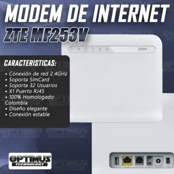 Modem De Internet Enrutador ZTE MF253V 4GLTE, 2G, 3G Y 3.5G Homologado VERSION 3 Con Banda 700MHZ | ZTE COLOMBIA | MF253V |