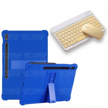 Kit Case Forro Protector Antigolpes + Teclado y Mouse Ratón Bluetooth para Tablet Samsung Galaxy Tab S7 Plus 12.4 Pulgadas OPTIM