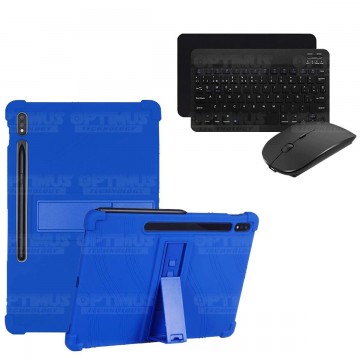 Kit Case Forro Protector Antigolpes + Teclado y Mouse Ratón Bluetooth para Tablet Samsung Galaxy Tab S7 Plus 12.4 Pulgadas OPTIM
