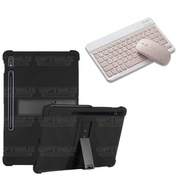 Kit Case Forro Protector Antigolpes + Teclado y Mouse Ratón Bluetooth para Tablet Samsung Galaxy Tab S7 Plus 12.4 Pulgadas OPTIM