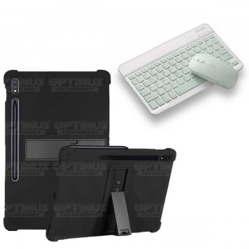 Kit Case Forro Protector Antigolpes + Teclado y Mouse Ratón Bluetooth para Tablet Samsung Galaxy Tab S7 Plus 12.4 Pulgadas OPTIM