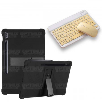 Kit Case Forro Protector Antigolpes + Teclado y Mouse Ratón Bluetooth para Tablet Samsung Galaxy Tab S7 Plus 12.4 Pulgadas OPTIM