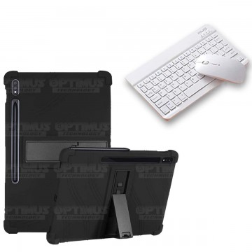 Kit Case Forro Protector Antigolpes + Teclado y Mouse Ratón Bluetooth para Tablet Samsung Galaxy Tab S7 Plus 12.4 Pulgadas OPTIM