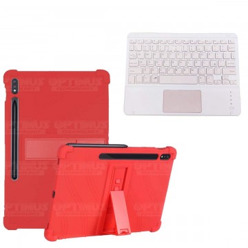 Kit Case Estuche Protector Antigolpes + Teclado Mouse Touchpad Bluetooth para Tablet Samsung Galaxy Tab S7 Plus 12.4 Pulgadas OP