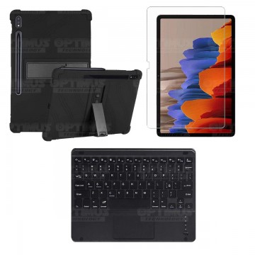 Kit Vidrio templado + Estuche Protector + Teclado con Mouse Touchpad Bluetooth Tablet Samsung Galaxy Tab S7 Plus 12.4 Pulgadas O