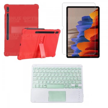 Kit Vidrio templado + Estuche Protector + Teclado con Mouse Touchpad Bluetooth Tablet Samsung Galaxy Tab S7 Plus 12.4 Pulgadas O
