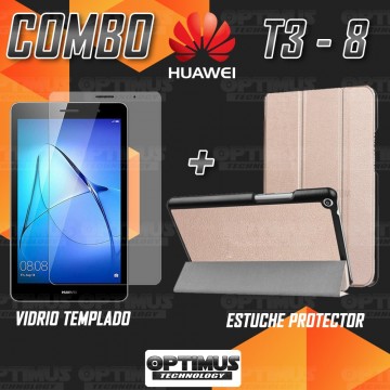 Kit Vidrio Templado y Estuche Case Acrílico y Sintético Tablet Huawei T3 8 KOB-W09 | OPTIMUS TECHNOLOGY™ | KT-VTP-EST-HW-T3-8 |