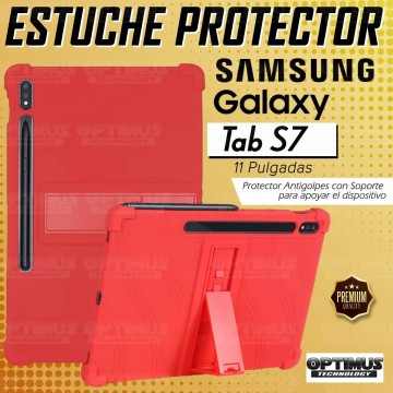 Estuche Case protector de goma Tablet Samsung Galaxy Tab S7 Wifi SM-T870NZK 11 Pulgadas Anti golpes con soporte OPTIMUS TECHNOLO