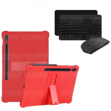 Kit Case Forro Protector Antigolpes + Teclado y Mouse Bluetooth para Tablet Samsung Galaxy Tab S7 SM-T870NZK 11 Pulgadas OPTIMUS